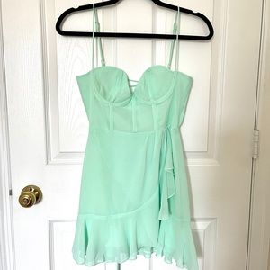 Lucy in the Sky mint green chiffon corset dress, size Small